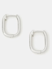 Accessorize Sterling Silver Rectangular Huggie Hoop Earrings - Image 1 of 2