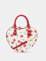 Accessorize Cream Cherry Print Heart Cross-Body Bag - Image 1 of 3