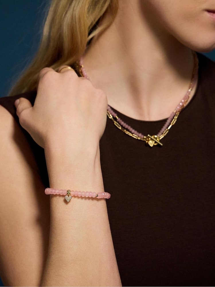 Accessorize 14ct Gold-Plated Healing Stone Bead Charm Bracelet - תמונה 2 מתוך 2 Accessorize 14ct Gold-Plated Healing Stone Bead Charm Bracelet - תמונה 2 מתוך 2