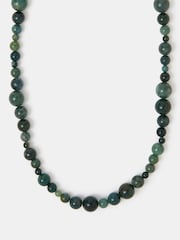 Accessorize Green 14ct Gold-Plated Chalcedony Bead Necklace - Image 1 of 2