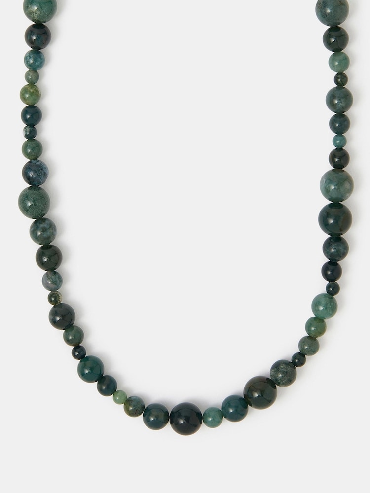 Accessorize Green 14ct Gold-Plated Chalcedony Bead Necklace - Image 1 of 2