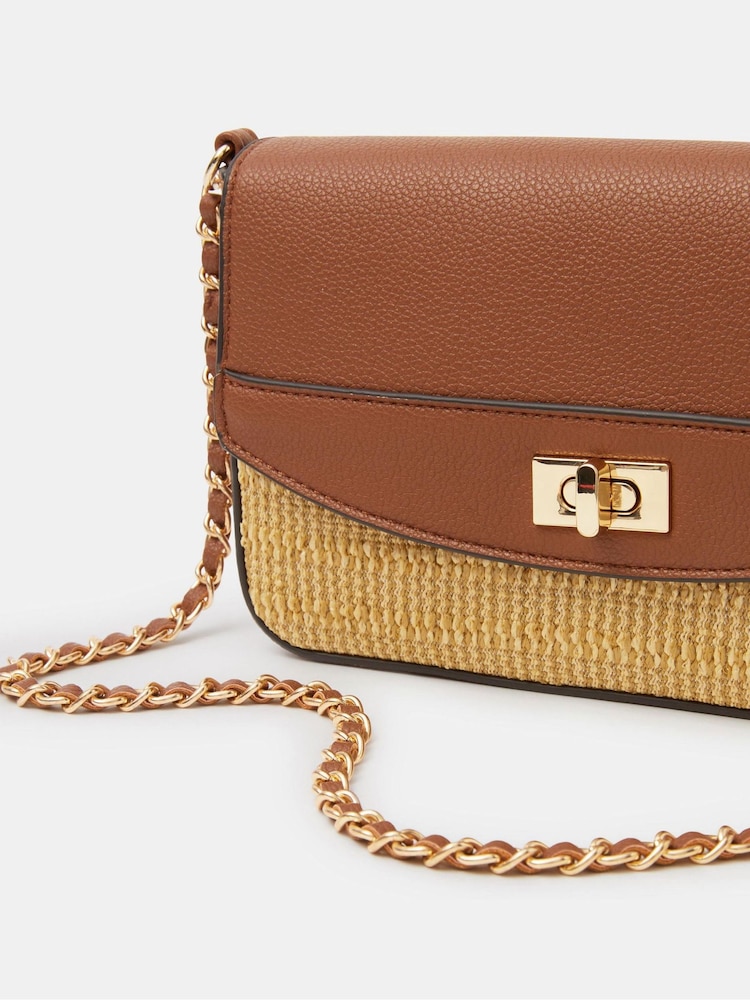 Accessorize Umhängetasche mit Drehverschluss aus Raffia - Bild 2 von 3