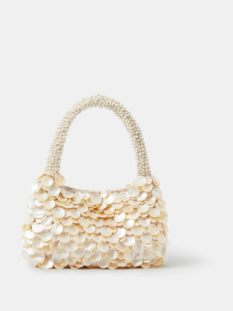 Accessorize Natural Mother of Pearl Beaded Bag - Image 1 of 3 Accessorize Natural Mother of Pearl Beaded Bag - Image 1 of 3