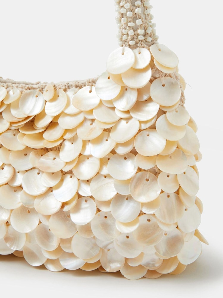 Accessorize Natural Mother of Pearl Beaded Bag - Image 2 of 3 Accessorize Natural Mother of Pearl Beaded Bag - Image 2 of 3