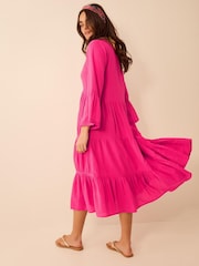 Accessorize Pink Lace Trim Midi Beach Dress - Image 2 of 4