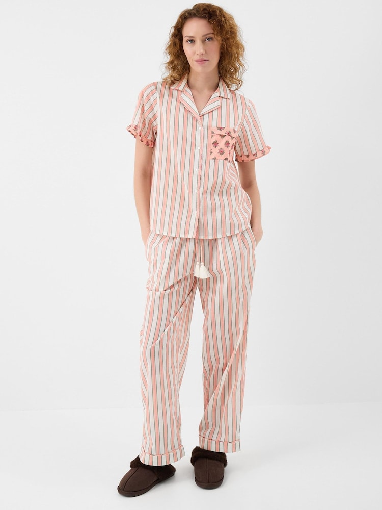 Accessorize Pink Floral Stripe Long Pyjamas Set - Image 1 of 4