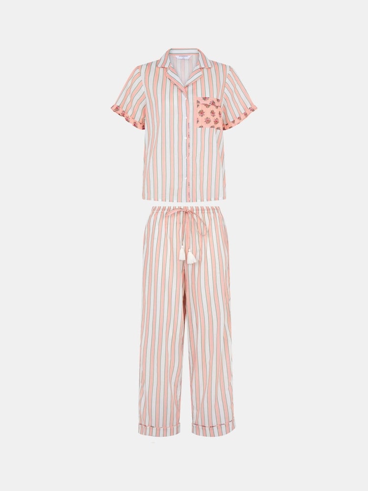 Accessorize Pink Floral Stripe Long Pyjamas Set - Image 4 of 4