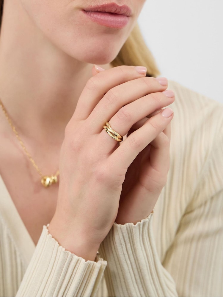 Accessorize 14ct Gold-Plated Sparkle Entwined Trio Ring - Image 1 of 2 Accessorize 14ct Gold-Plated Sparkle Entwined Trio Ring - Image 1 of 2
