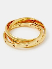 Accessorize 14ct Gold-Plated Sparkle Entwined Trio Ring - Image 2 of 2