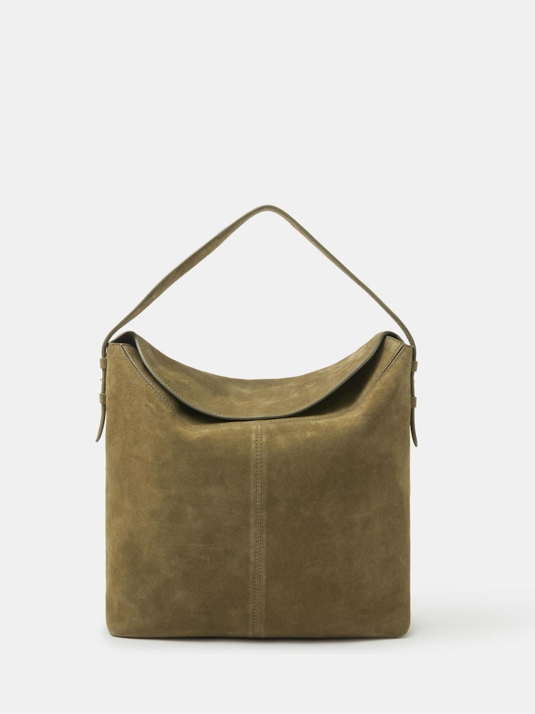Accessorize Green Fold Top Suede Shoulder Bag - Image 1 of 3
