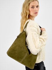 Accessorize Green Fold Top Suede Shoulder Bag - Image 3 of 3