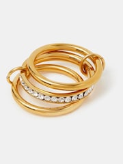 Accessorize Gold Tone Stainless Steel Linked Stacking Trio Ring - Image 1 of 2