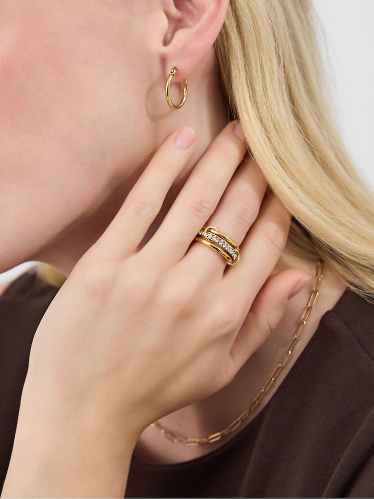 Accessorize Gold Tone Stainless Steel Linked Stacking Trio Ring - Image 2 of 2