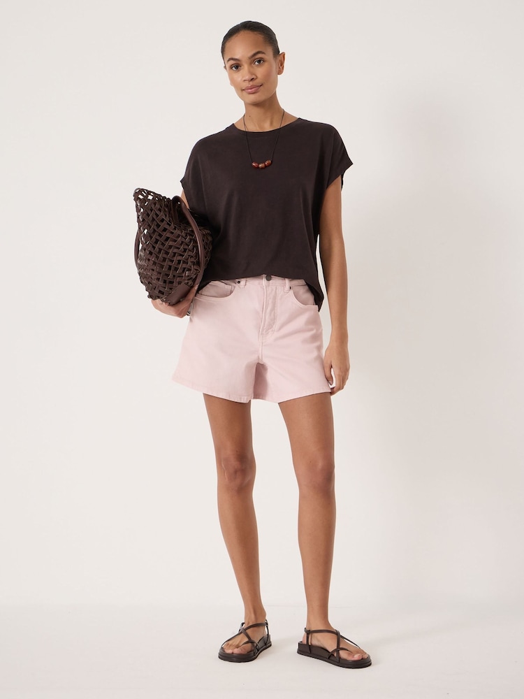 Hush Dark Brown Aisling Cotton Slub T-Shirt - Image 1 of 5