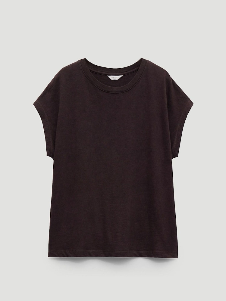 Hush Dark Brown Aisling Cotton Slub T-Shirt - Image 5 of 5