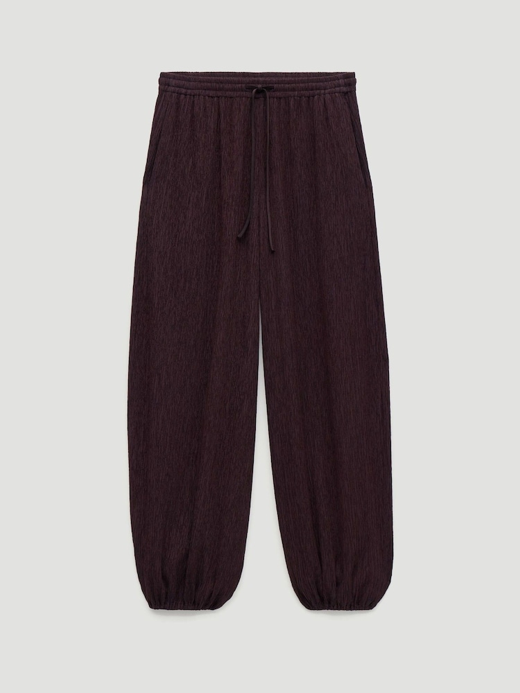 Hush Brown Adira Crinkle Bubble Hem Trousers - Image 5 of 5 Hush Brown Adira Crinkle Bubble Hem Trousers - Image 5 of 5