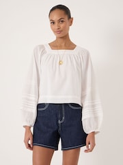 Hush White Raye Square Neckline Cotton Blouse - Image 1 of 5