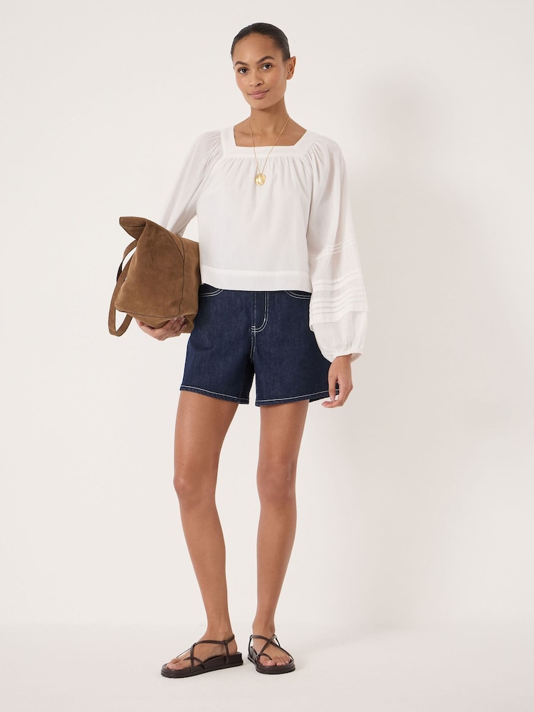 Hush White Raye Square Neckline Cotton Blouse - Image 2 of 5