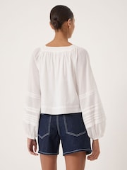 Hush White Raye Square Neckline Cotton Blouse - Image 3 of 5