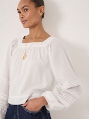 Hush White Raye Square Neckline Cotton Blouse - Image 4 of 5