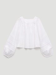 Hush White Raye Square Neckline Cotton Blouse - Image 5 of 5