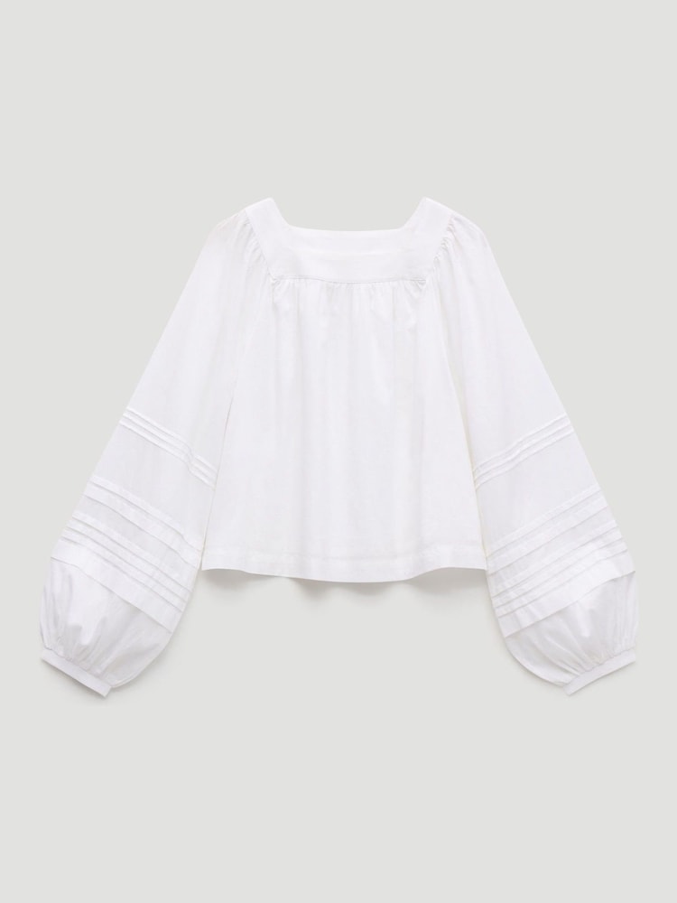 Hush White Raye Square Neckline Cotton Blouse - Image 5 of 5