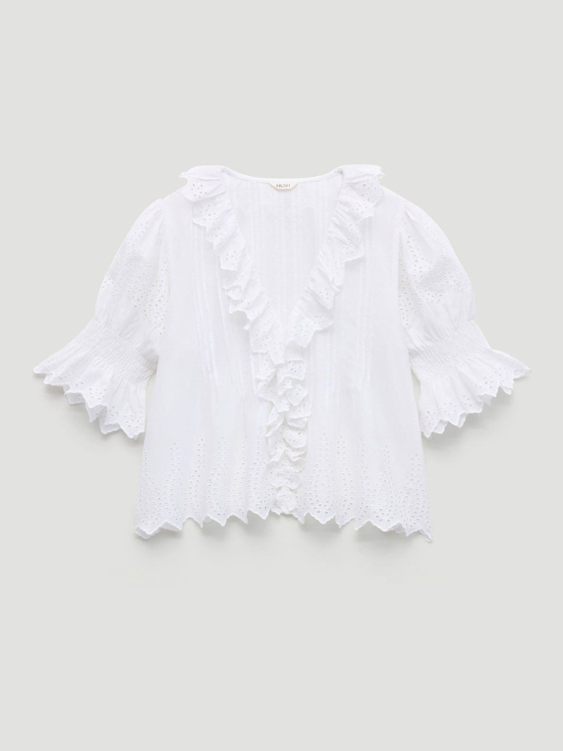Buy Hush White Koa Cotton Broderie Blouse from Next USA