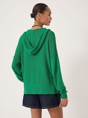 Hush Green Cara Linen Blend V-Neck Hoodie - Image 3 of 5