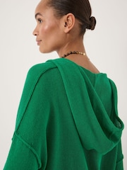 Hush Green Cara Linen Blend V-Neck Hoodie - Image 4 of 5