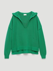 Hush Green Cara Linen Blend V-Neck Hoodie - Image 5 of 5