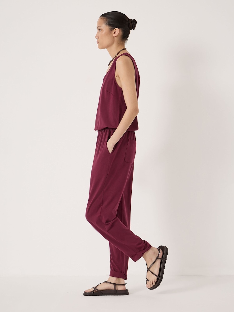 Hush Red Cropped Jersey Jumpsuit - Image 2 of 5 Hush Red Cropped Jersey Jumpsuit - Image 2 of 5