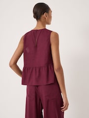 Hush Red Nomie Halter Neck Linen Peplum Top - Image 3 of 5