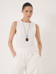 Hush White Micah Boat Neck Cotton Ribbed Vest - Image 1 of 5