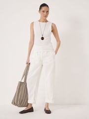 Hush White Micah Boat Neck Cotton Ribbed Vest - Image 2 of 5