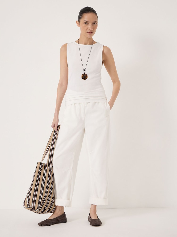 Hush White Micah Boat Neck Cotton Ribbed Vest - Image 2 of 5