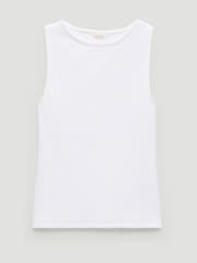 Hush White Micah Boat Neck Cotton Ribbed Vest - Image 5 of 5