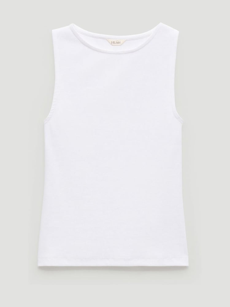 Hush White Micah Boat Neck Cotton Ribbed Vest - Image 5 of 5