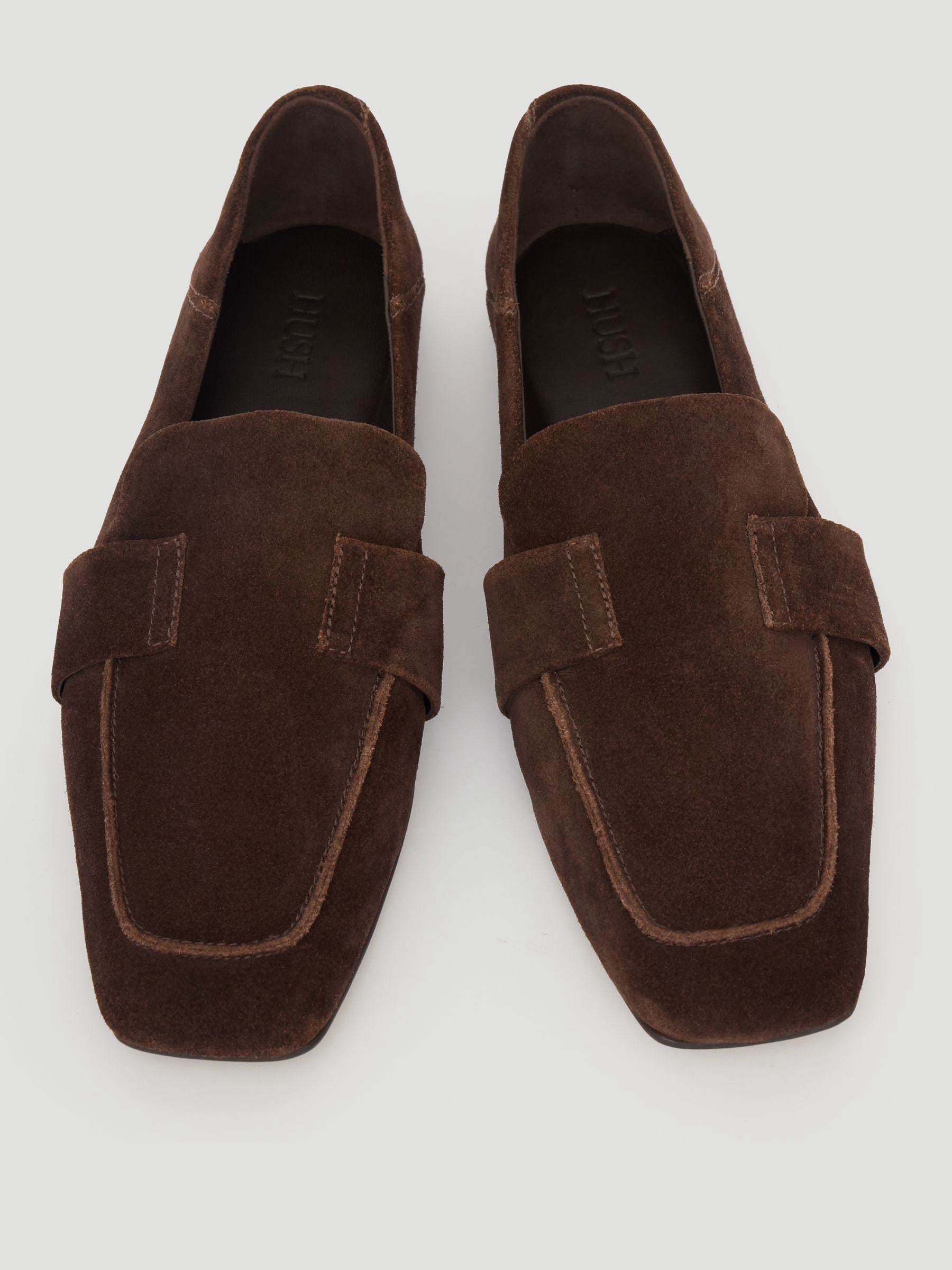 Buy Hush Brown Sora Square-Toe Suede Loafers from Next USA
