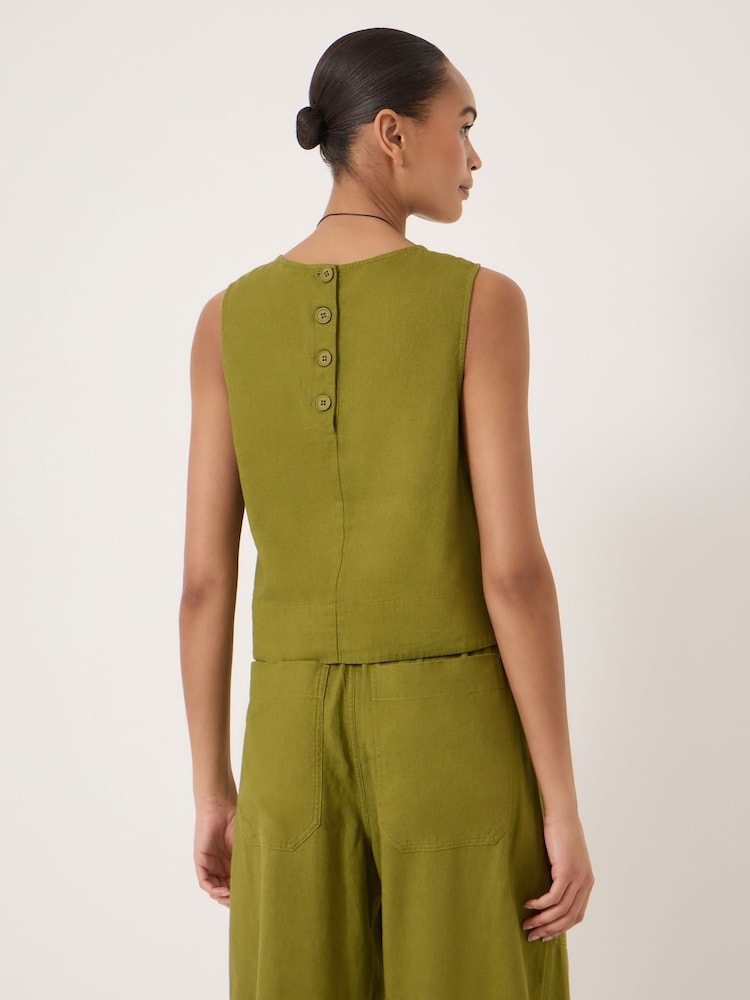 Hush Green Vera Linen Blend Shell Top - Image 2 of 5