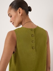 Hush Green Vera Linen Blend Shell Top - Image 3 of 5