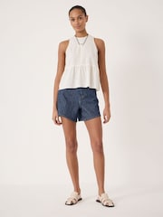 Белый - Hush Nomie Halter Neck Linen Peplum Top - Изображение 2 5