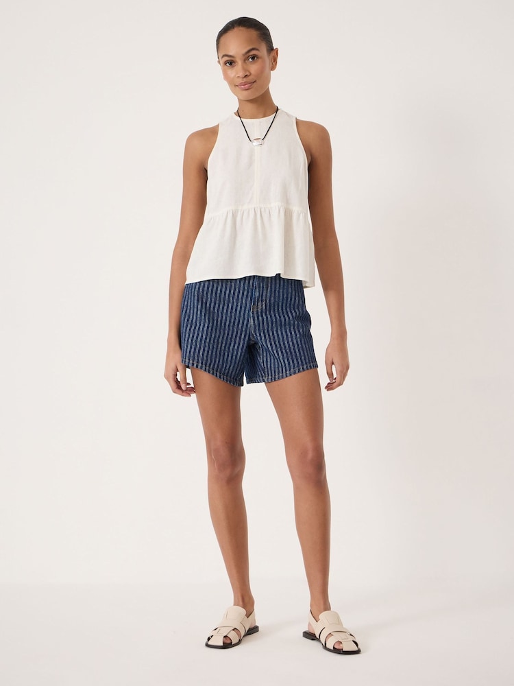 Белый - Hush Nomie Halter Neck Linen Peplum Top - Изображение 2 5