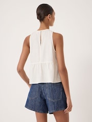 Белый - Hush Nomie Halter Neck Linen Peplum Top - Изображение 3 5