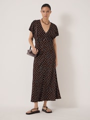Hush Brown Grace Crepe V-Neck Maxi Dress - Image 1 of 6