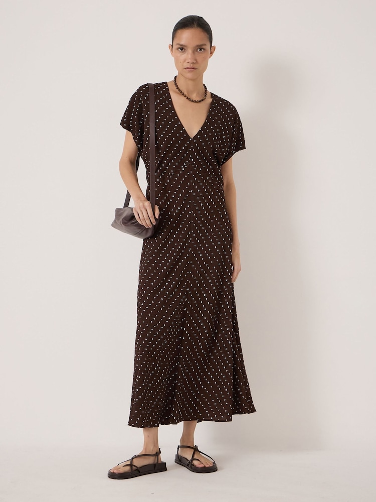 Hush Brown Grace Crepe V-Neck Maxi Dress - Image 1 of 6 Hush Brown Grace Crepe V-Neck Maxi Dress - Image 1 of 6