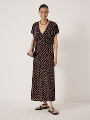 Hush Brown Grace Crepe V-Neck Maxi Dress - Image 2 of 6