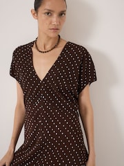Hush Brown Grace Crepe V-Neck Maxi Dress - Image 5 of 6