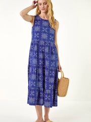 Φόρεμα Midi με Roman Φλοράλ Μοτίβο - Εικόνα 3 από 5