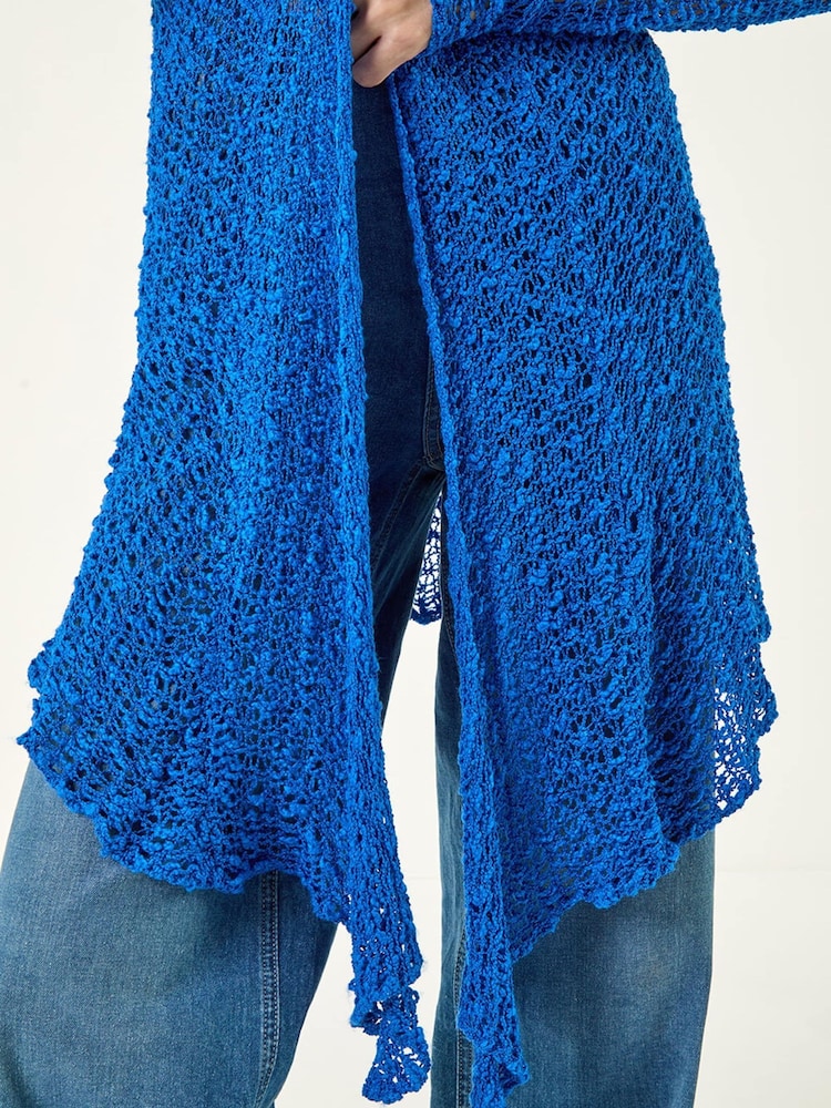 Roman Blue Popcorn Knit Longline Cardigan - Image 6 of 6