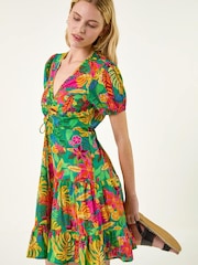 Roman Green Tropical Ruched Dress - Image 4 of 5